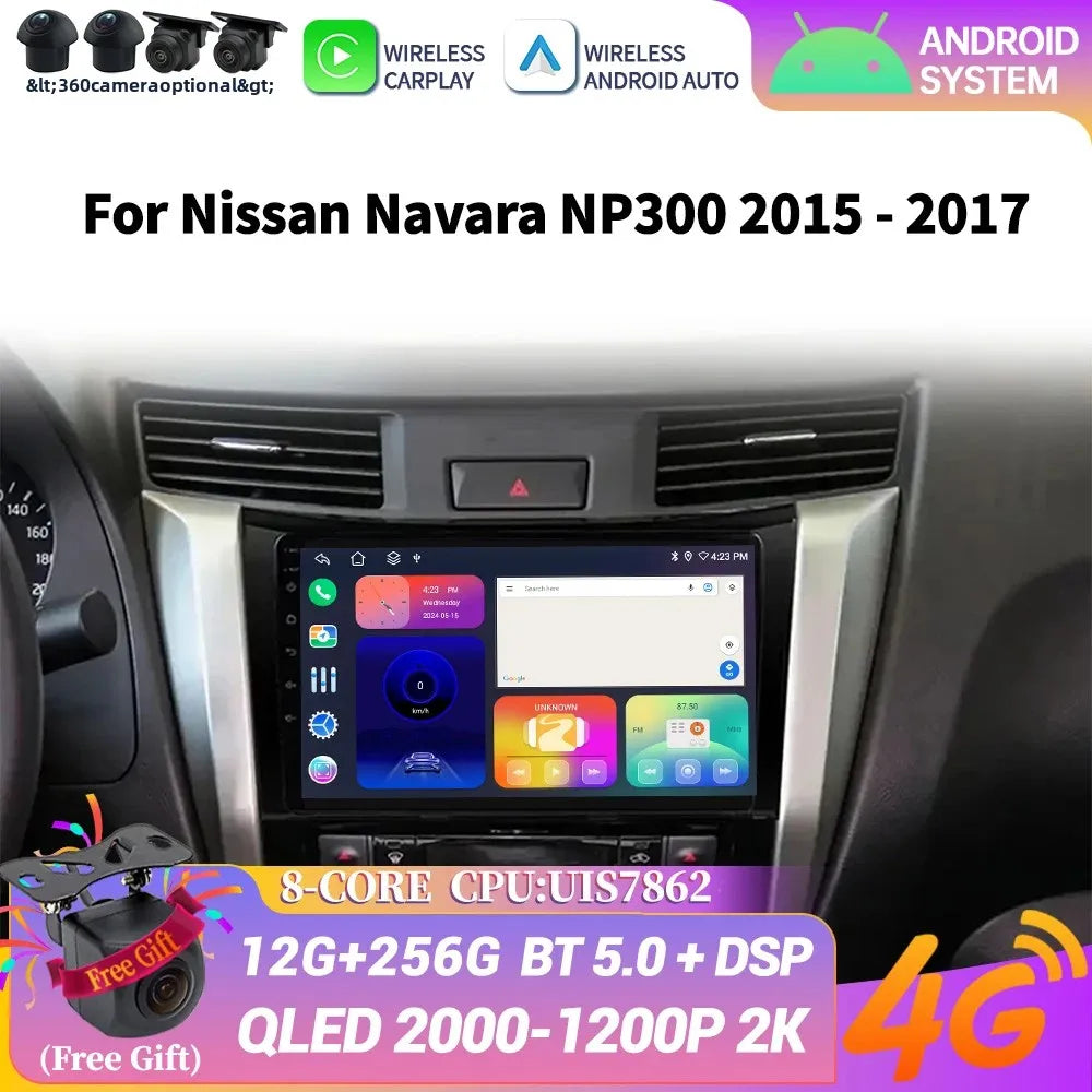 Android 14 For Nissan Navara NP300 2015-2017 Car Radio Multimedia System Stereo GPS Wirele