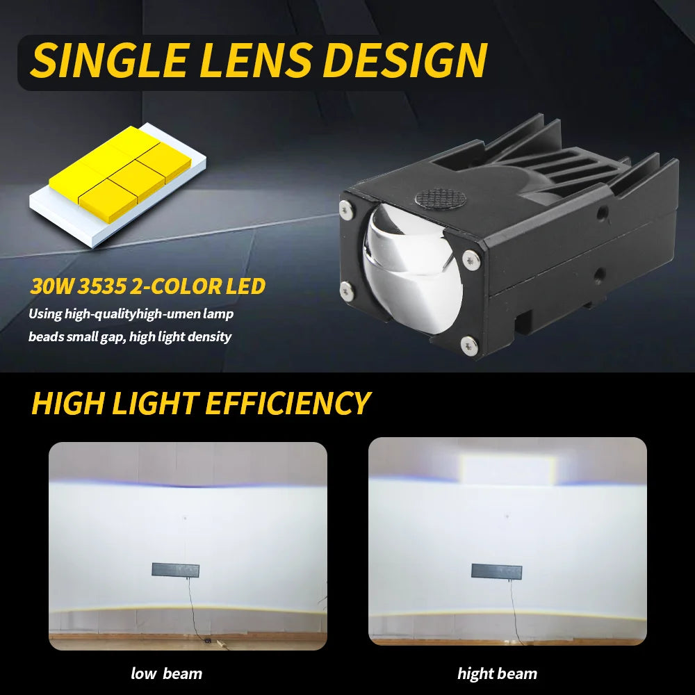  2PC 180W LED Light Pods Car Mini Driving Lights for Motorcycle Headlight Projector Lens