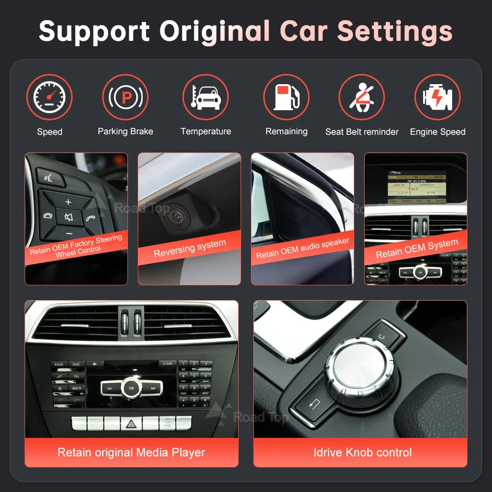 1920*720 Linux Multimedia Display Screen Wireless CarPlay Android Auto for Mercedes-Benz C | AUTOKITSHOP