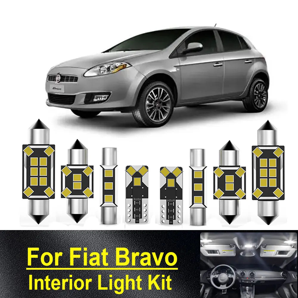LED Interior Light Kit for Fiat Bravo I II 1 2 182 198 1995-2018 - Canbus Dome Map Door Trunk Bulbs | AUTOKITSHOP