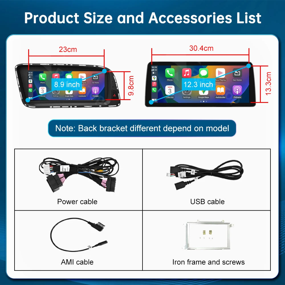 Linux Touch Screen Car Multimedia Display For Audi Q5 2009-2017 With Wireless CarPlay Andr | AUTOKITSHOP