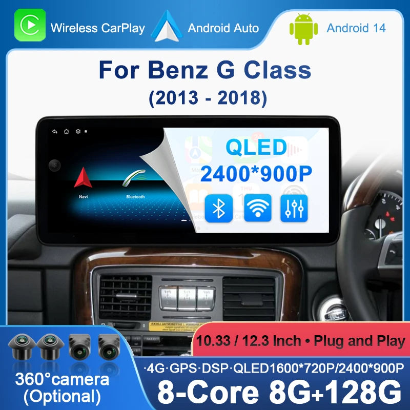 Right Hand Drvie For Benz G Class 2013-2018 Android 14 Wireless CarPlay Car Radio Multimed