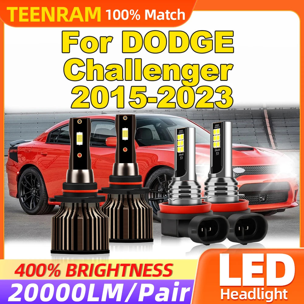 LED Headlight Bulbs 240W Front Lamp 12V Turbo Auto Lights For DODGE Challenger 2015 2016 2