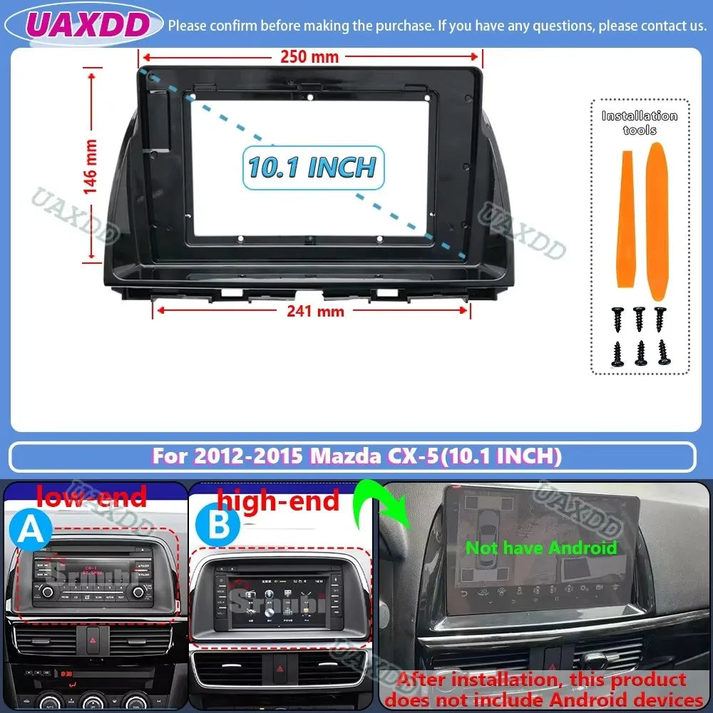 2 Din Car Android FOR 2012-2016 Mazda 6 Atenza CX-5 9 10.1inch frame Kit panel cable adapt