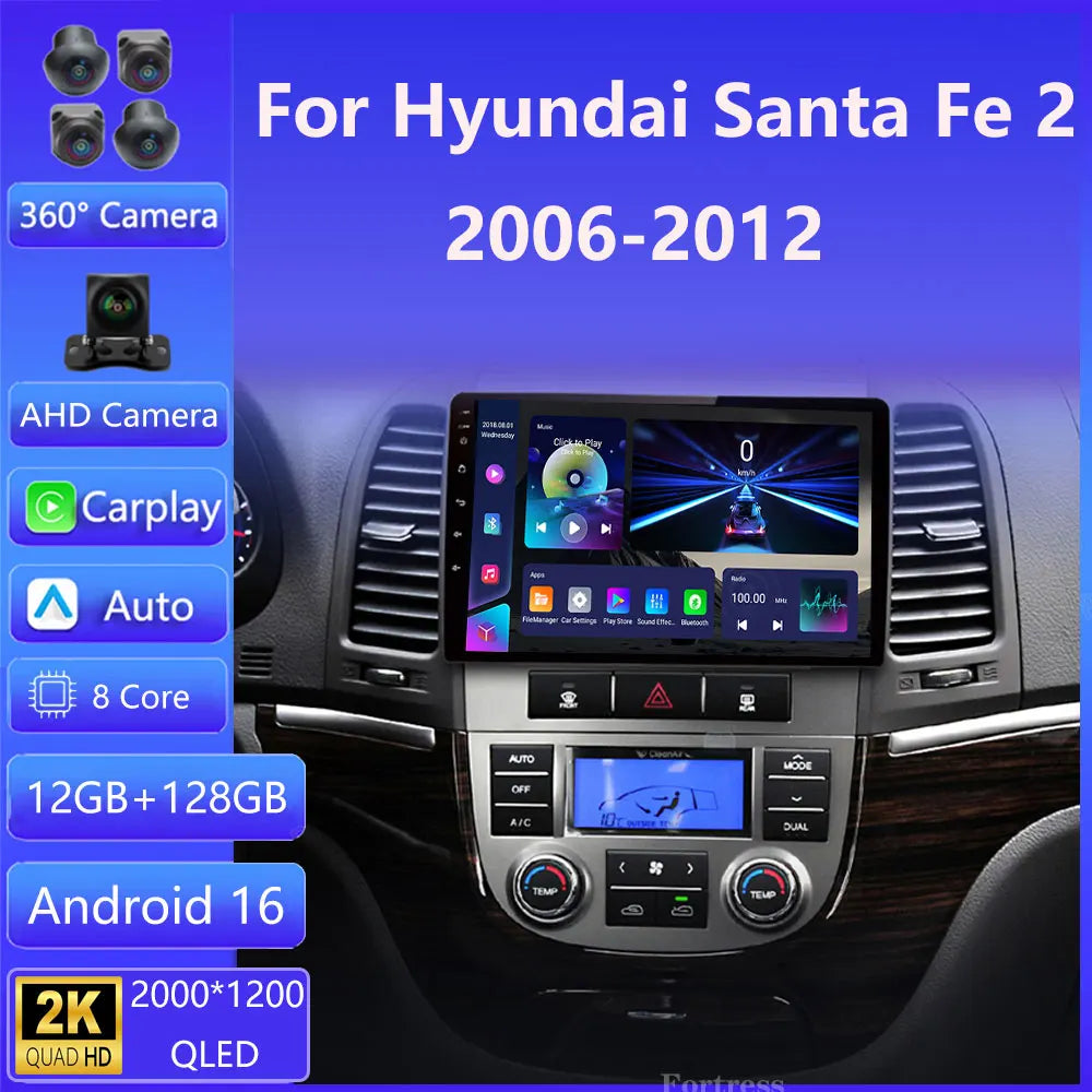 Android 16 For Hyundai Santa Fe 2 2006 - 2012 Auto Radio Stereo Multimidia Player GPS Navi