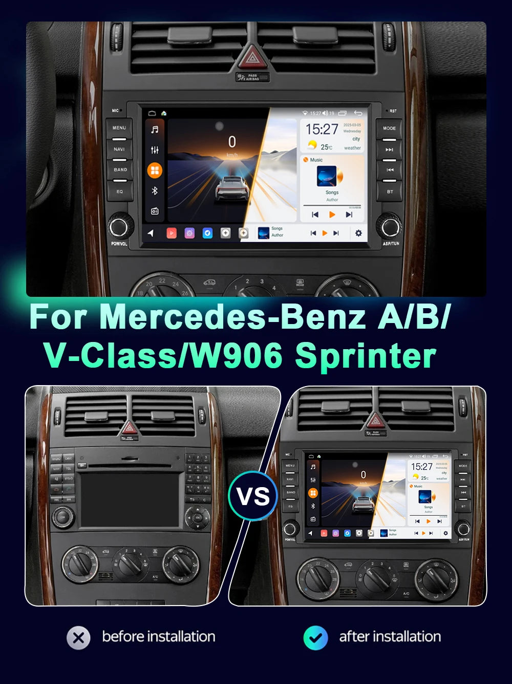 Car Radio For Mercedes Benz B200 A B Class W169 W245 Viano Vito W639 Sprinter W906 Android