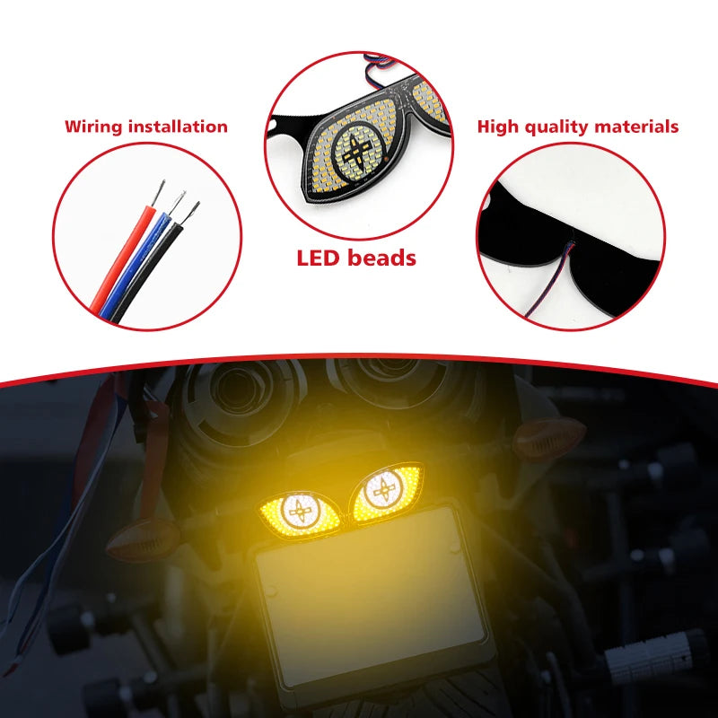 Devil Eye License Plate Light Cat Eye Dynamic Tail Light Car Motorcycl Decorative Lamp Str