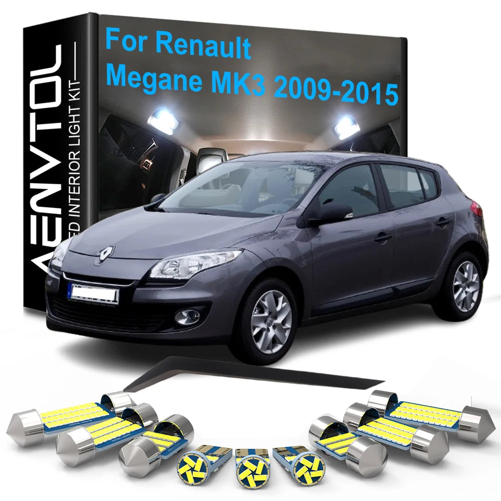 16-Piece LED Interior Light Kit for Renault Megane 3 III mk3 Estate Hatchback Grandtour Coupe 2009-2015 - Canbus Dome...