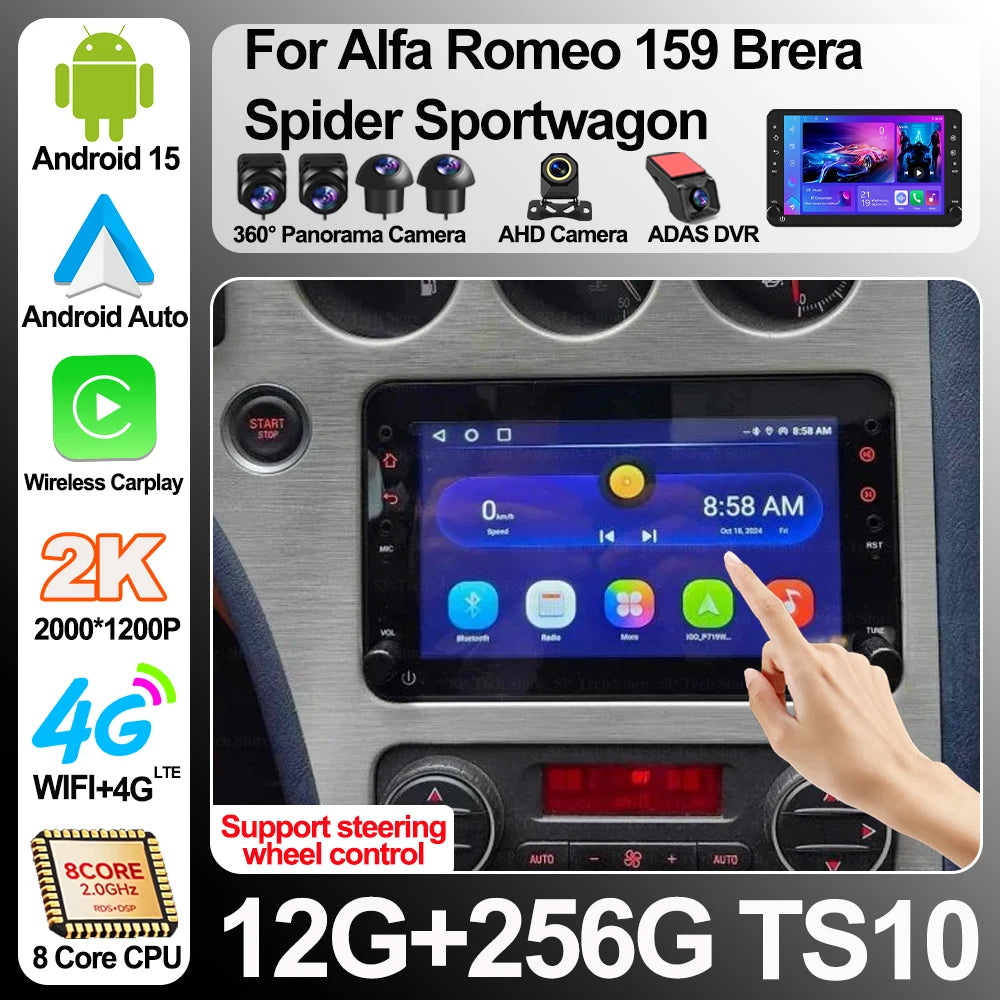 Android 16 For Alfa Romeo 159 Brera Spider Sportwagon Car Radio Carplay Multimedia Vid Gps | AUTOKITSHOP