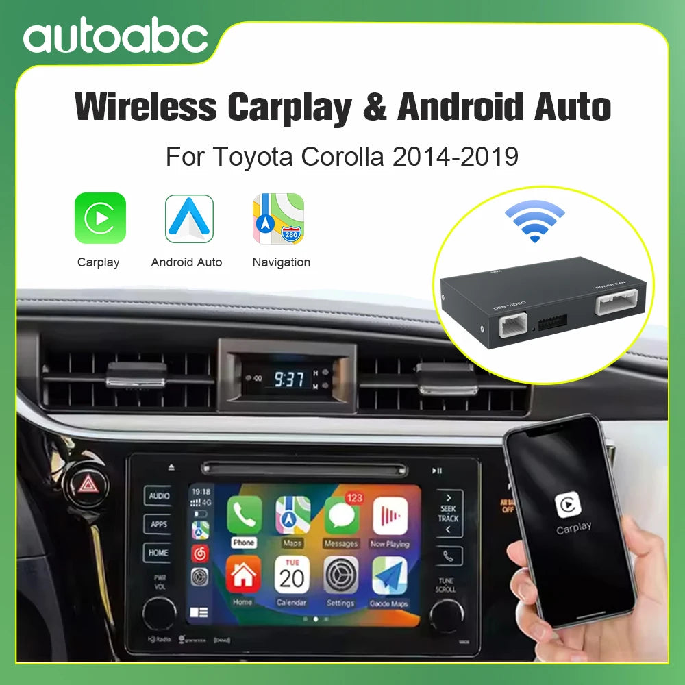 AUTOABC New Android Auto Wireless Carplay For Toyota RAV4 Corolla Tacoma Camry CHR Tundra