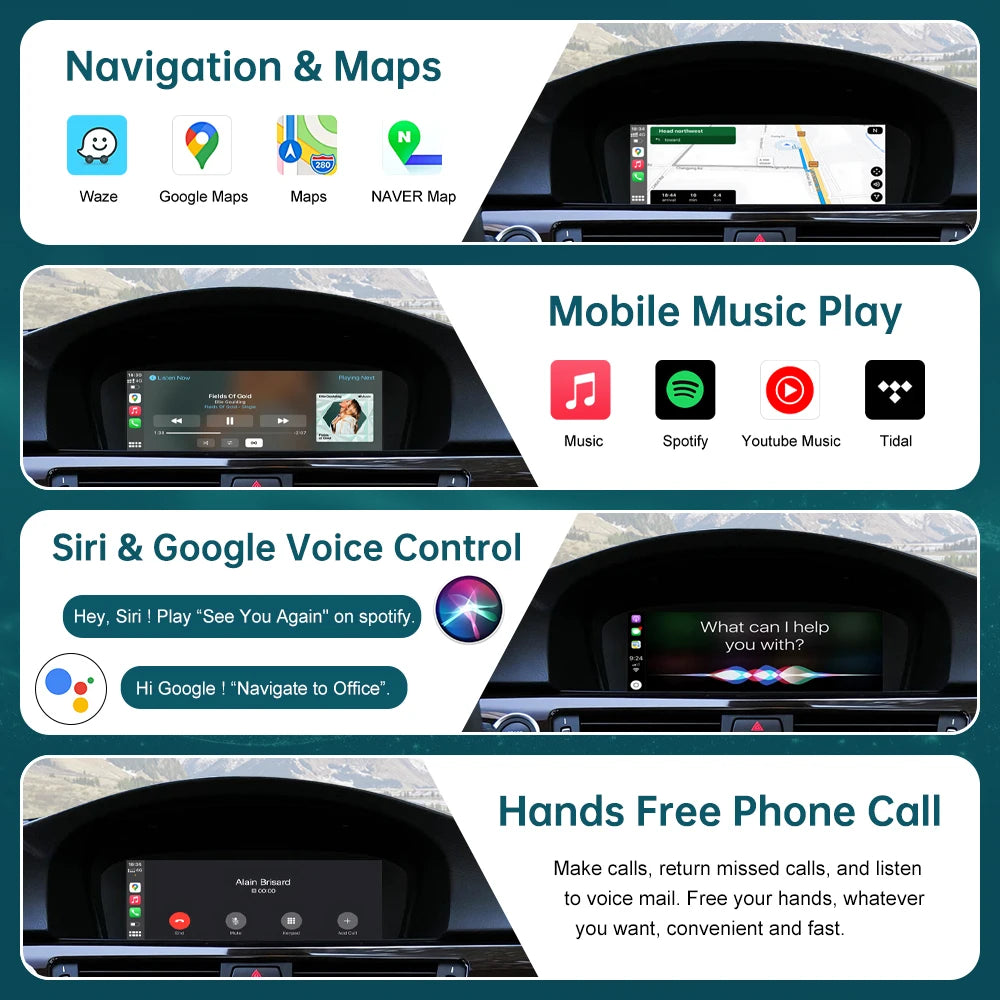 RoadTop Wireless CarPlay for BMW Series 3 5 E90 E91 E92 E93 E60 E61 CIC 2008-2013 with And