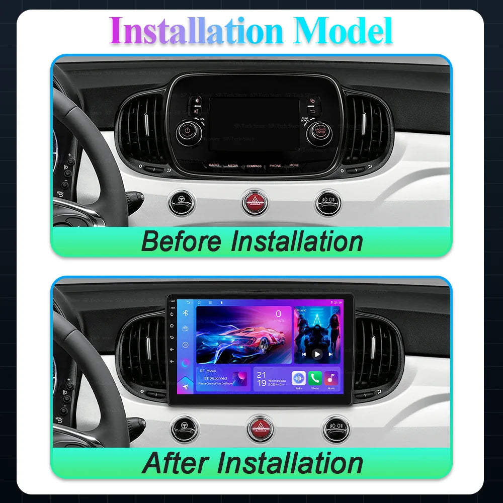 Android 16 For Fiat 500 2016 2017 2018 2019 Car Radio Gps Navigation Multimedia Player Car | AUTOKITSHOP