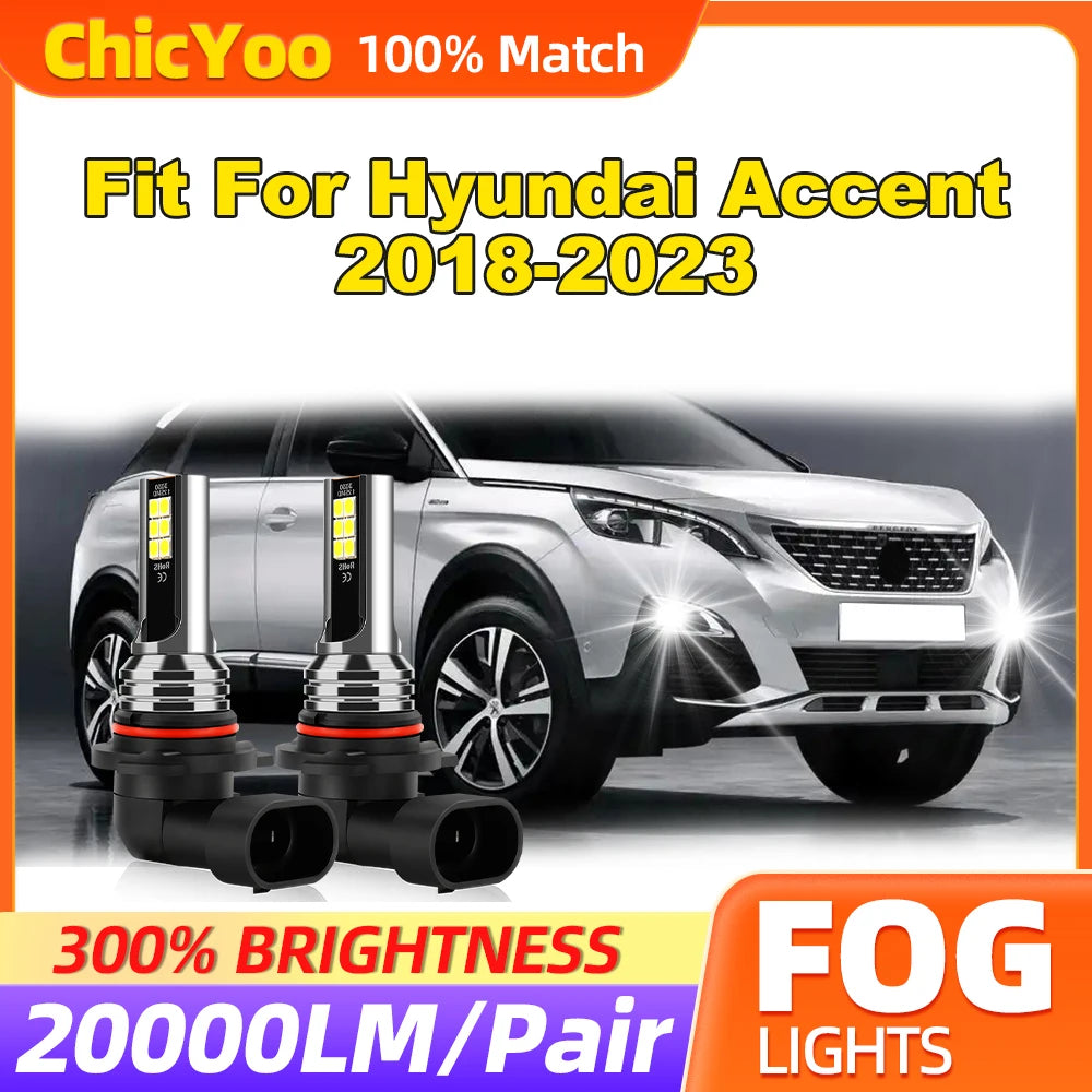 Fit For Hyundai Accent 2018 2019 2020 2021 2022 2023 60W Auto Fog Lights 20000LM Canbus Fo