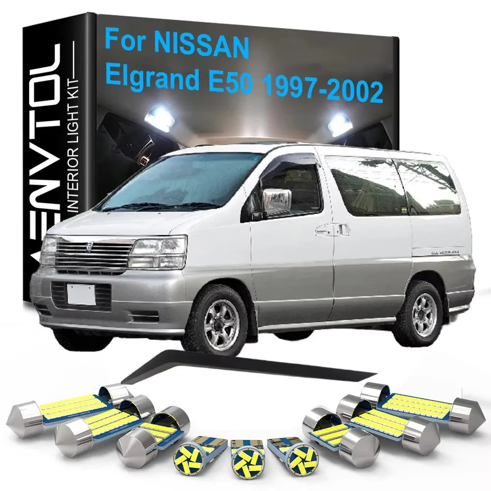 13-Piece LED Interior Light Kit for Nissan Elgrand E50 - Canbus Error-Free Bulbs | AUTOKITSHOP