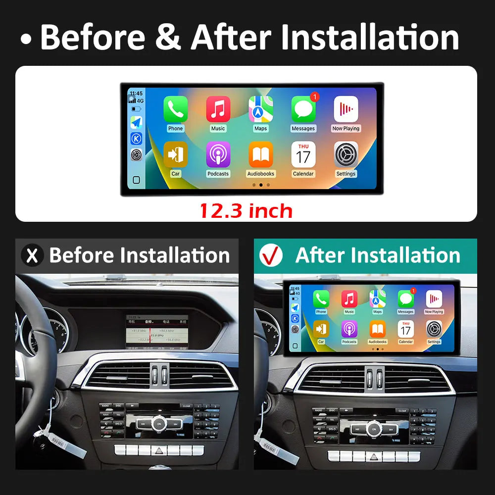 Android 15 Bluetooth FOR BENZ C CALSS W204 2011 2012 2013 2014 Wireless Carplay Smart Syst | AUTOKITSHOP