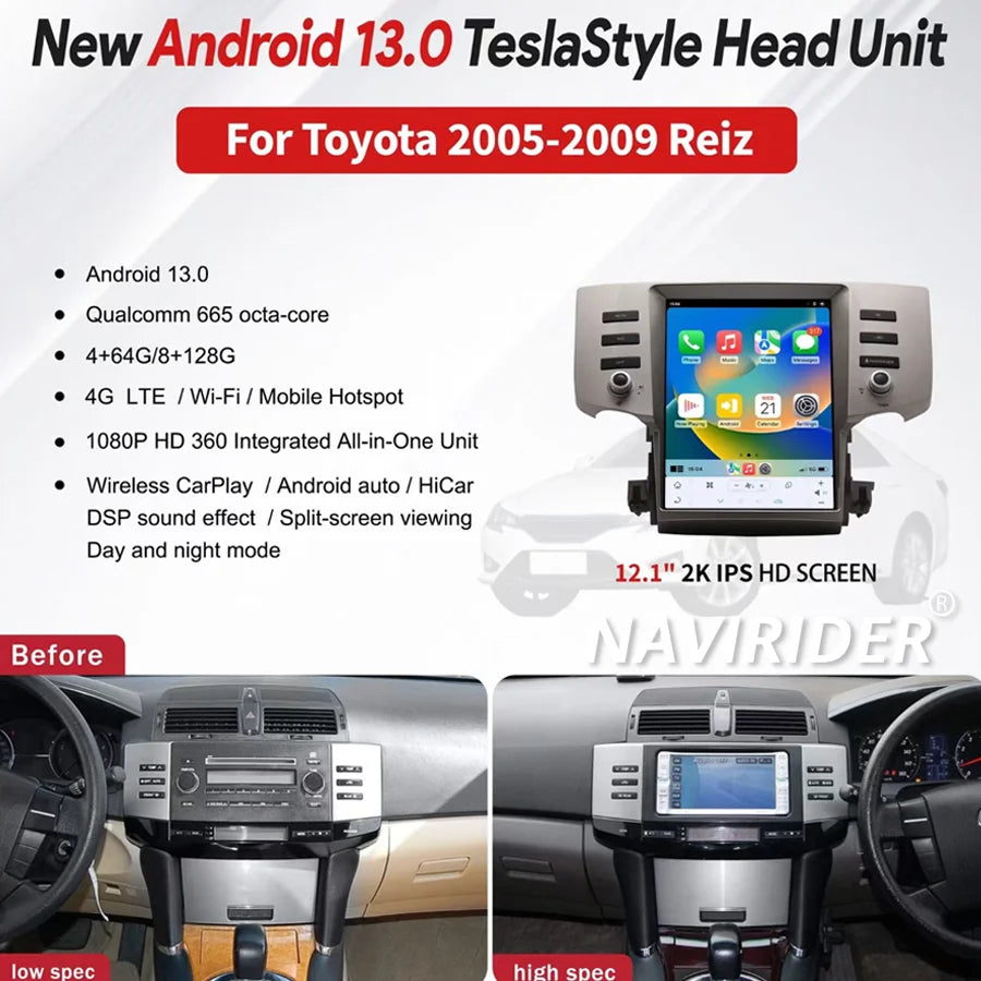 2K IPS HD Screen For Toyota Reiz Mark X 2005 - 2009 Multimedia Video Player Car Radio Navi | AUTOKITSHOP