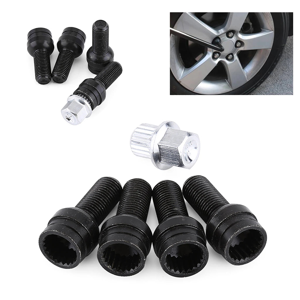 5pcs Locking Wheel Nuts Bolts Sets (4+1) Security Key For VW AUDI A3 A4 A5 Bora  for VW A5 A3 A4 - Automotive LED Light