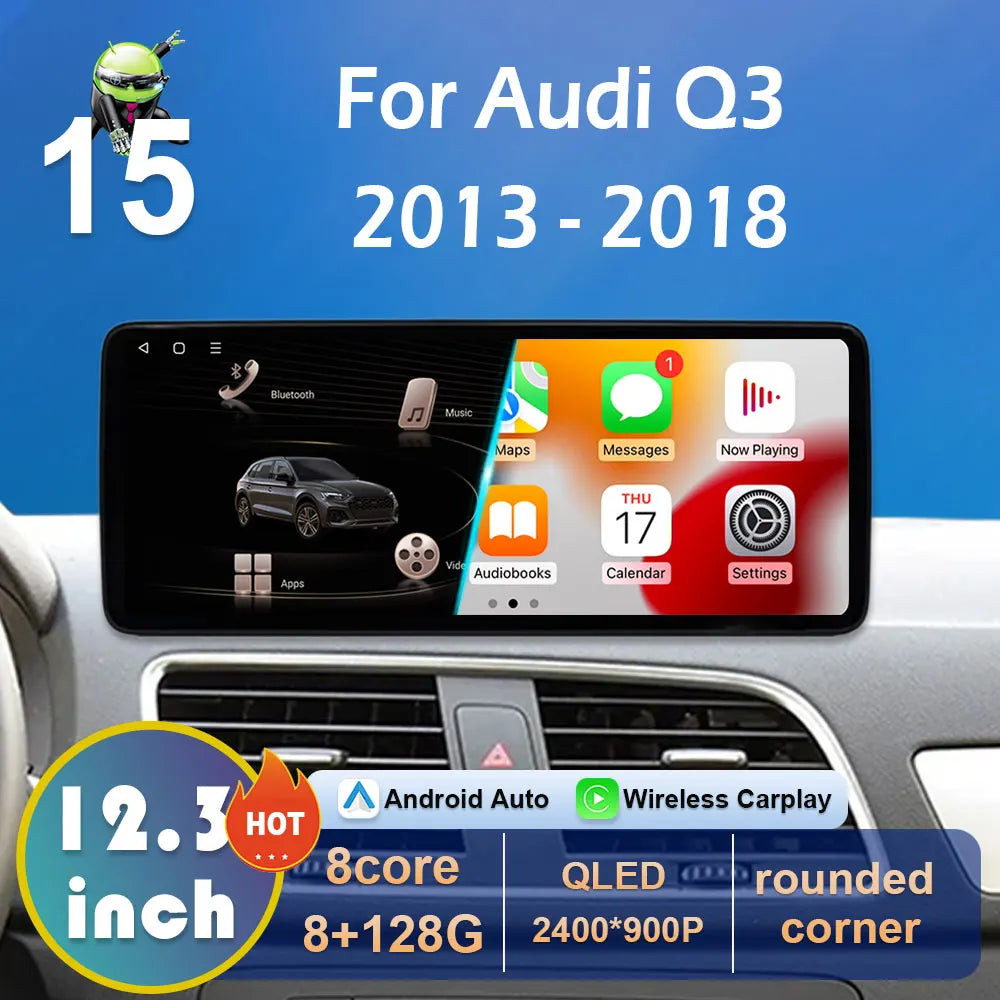 for Audi Q3 2013 2014 2015 2016 - 2018 Carplay Android 15 DSP Stereo Car Multimedia Radio  | AUTOKITSHOP