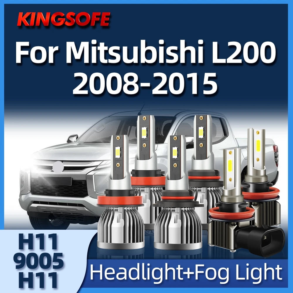 2/6Pcs LED Turbo Fan Car Headlight Bulb 6000K Lamp For L200 Mitsubishi 2008 2009 2010 2011