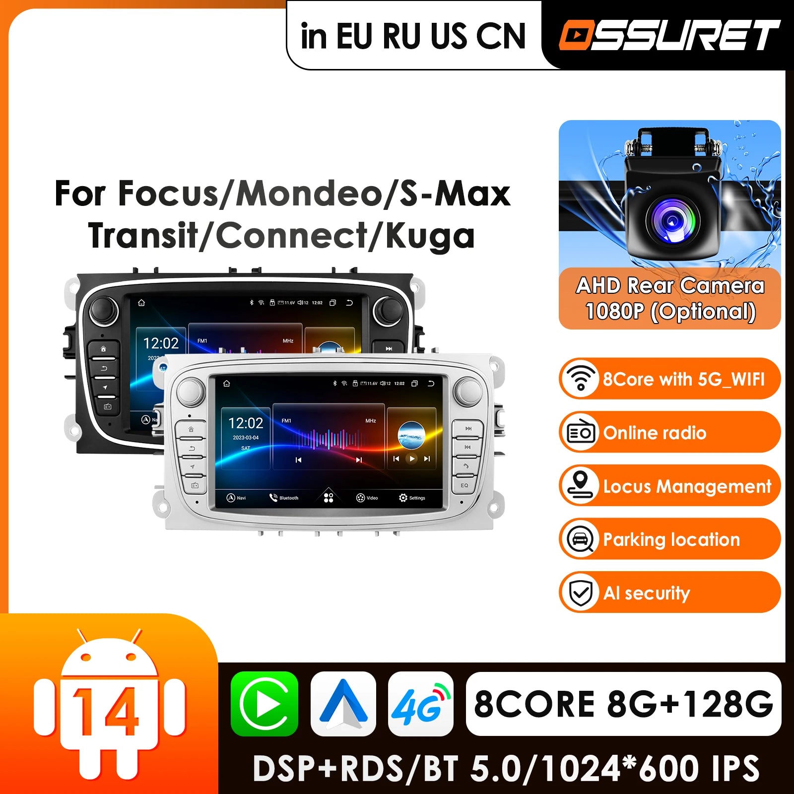 7" AI Car Radio GPS Navigation for Ford Focus Mondeo S-Max Kuga 2007-2011 - Carplay 4G Android Auto Multimedia Player