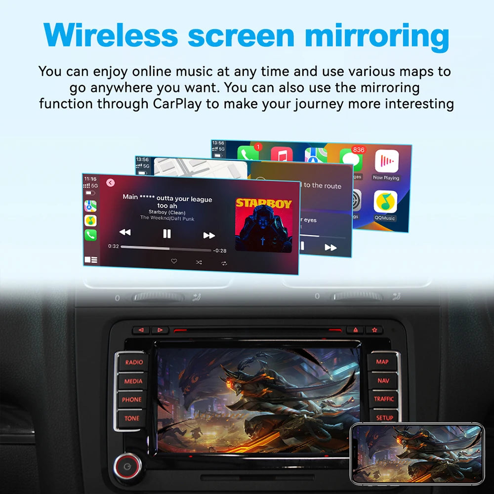 Wireless CarPlay Android Auto Interface for Volkswagen Tiguan Passat Phaeton RNS510 Series - Mirror Link Airplay Support