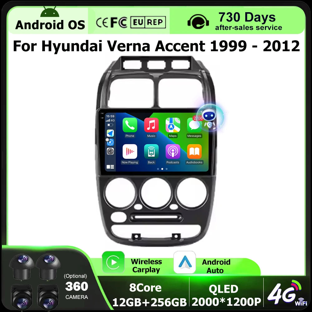 9'' Car Radio Multimedia Video Player GPS Navigation Stereo For Hyundai Verna Accent 1999