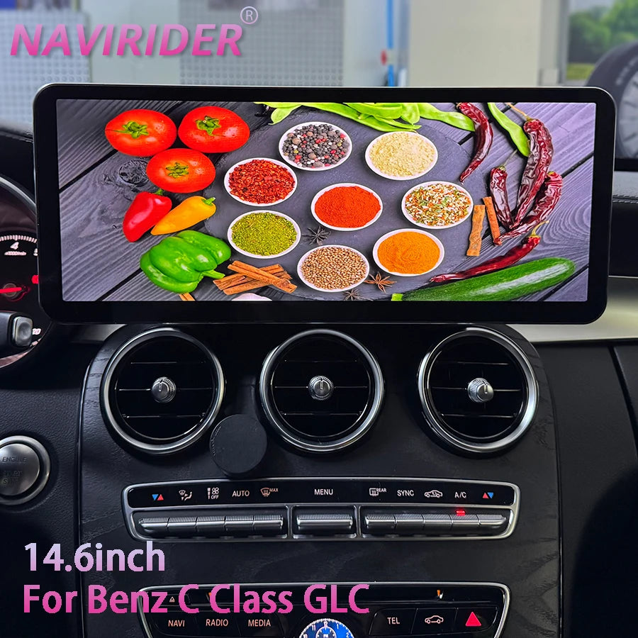 14.6" Wireless CarPlay Android Auto Multimedia Screen for Mercedes-Benz C Class W205 GLC V