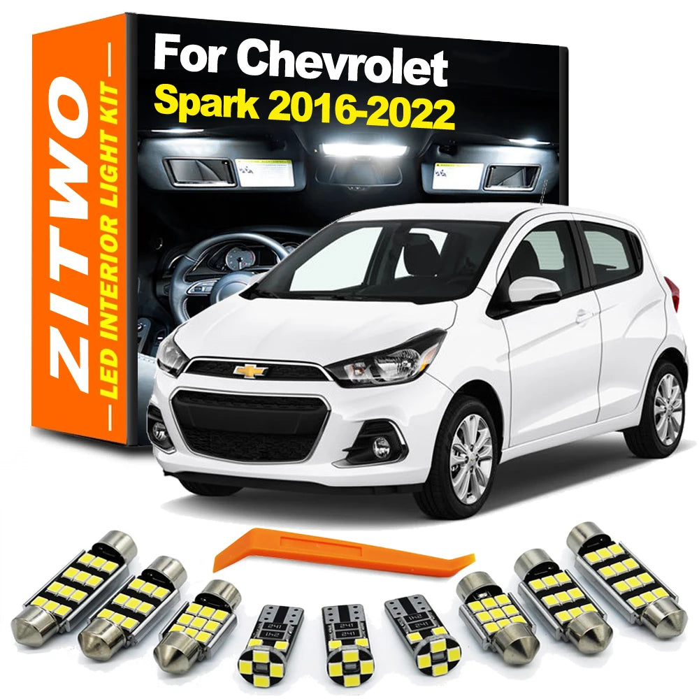 ZITWO 7Pcs LED Interior Light License Plate Lamp Kit For Chevrolet Chevy Spark 2016 2017 2018 2019 2020 2021 2022 Canbus