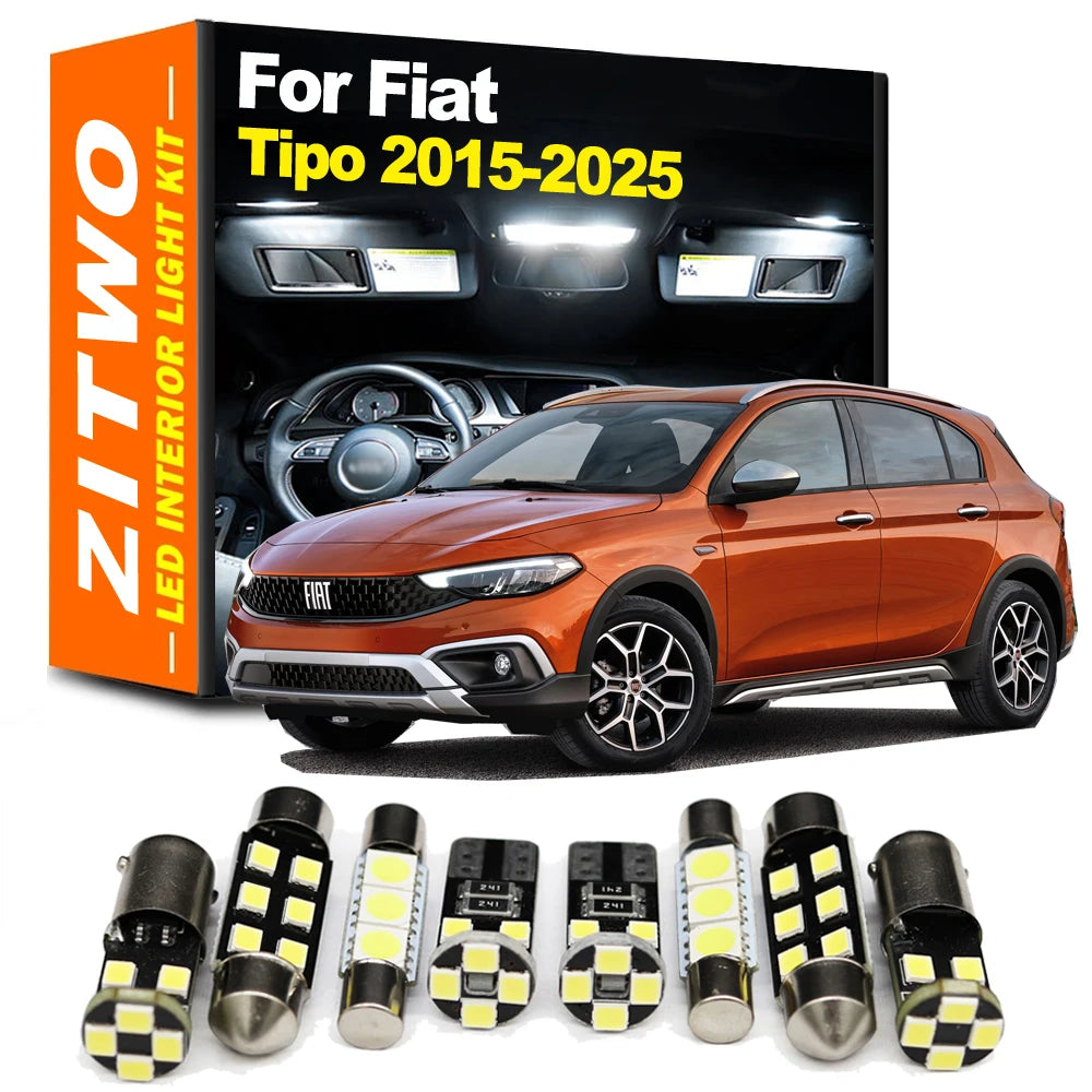 11Pcs LED Bulb Interior Light For Fiat Tipo hatchback Estate City Cross 2015 2016 2017 2018 2019 2020 2021 2022 2023 2024 2025