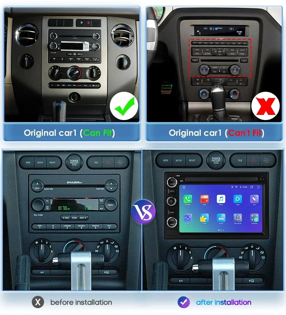 2Din AI Carplay Android Car Radio For Ford F150 F250 F350 Escape Explorer Edge E150 Mustan