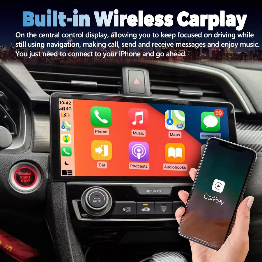 10.33inch Original Style Car Radio Android 14 Screen For Honda Civic 2016 - 2018 GPS Multi