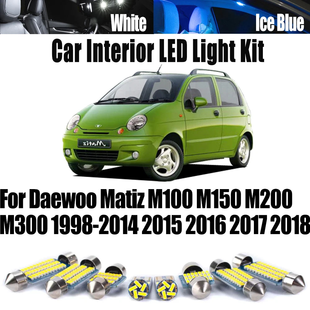 LED Interior Light Kit for Daewoo Matiz M100 M150 M200 M300 1998-2014 - Canbus Dome Map Door Trunk Bulbs | AUTOKITSHOP