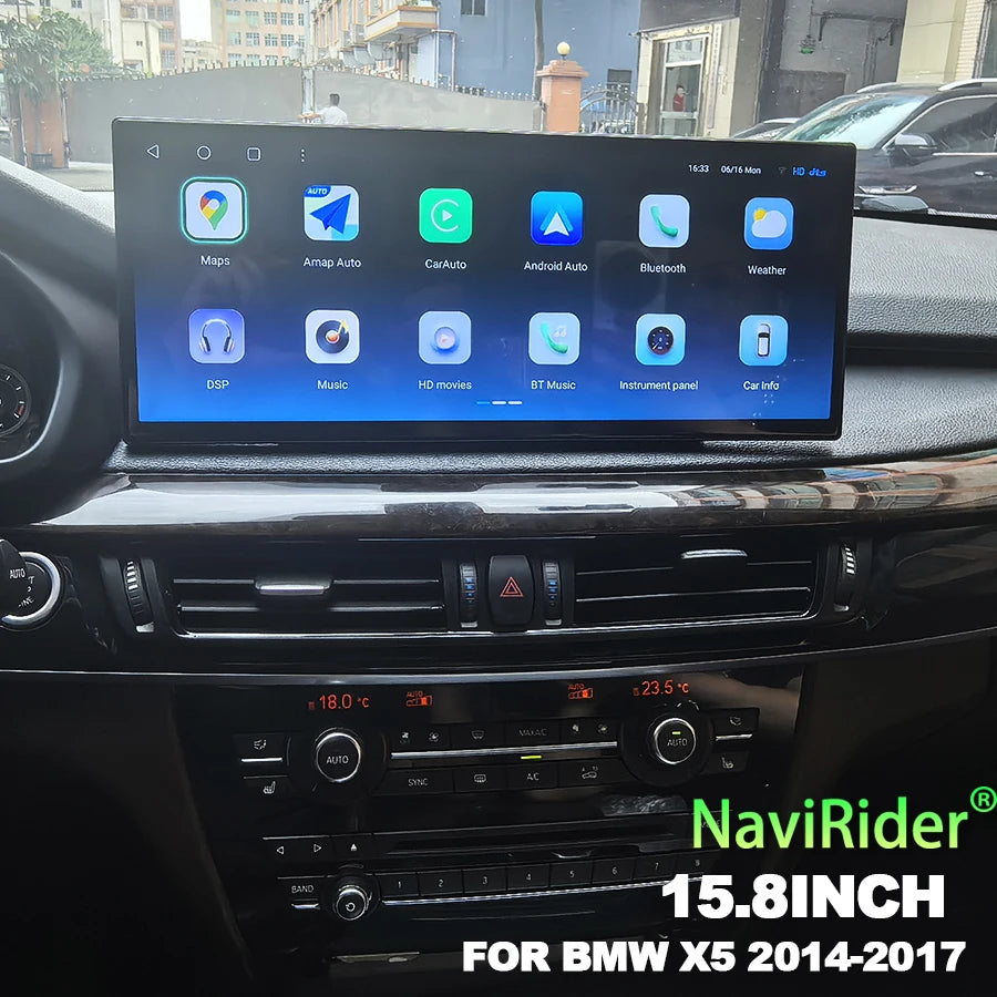 15.8inch Android 15 Car Radio Carplay For BMW X5 X6 F15 F16 2014-2017 Touch Screen Video P