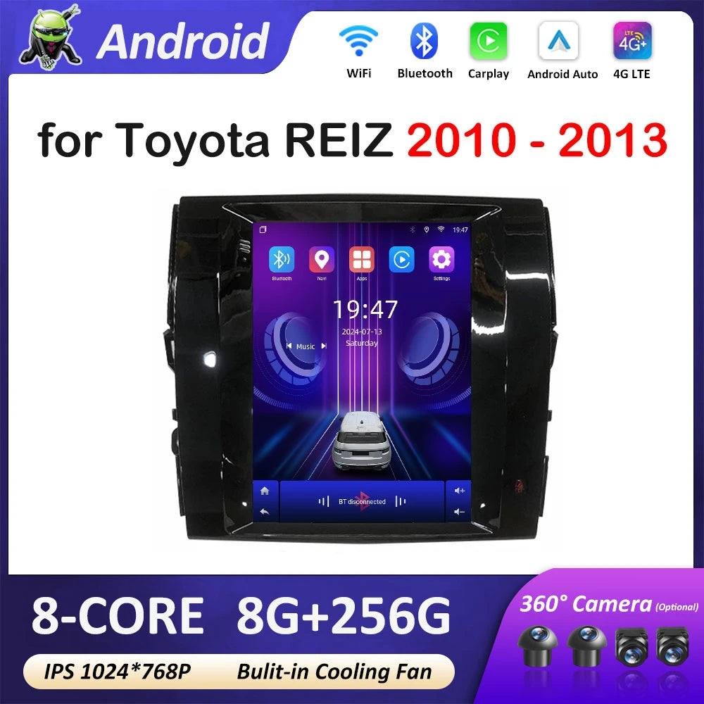 Android 14 Wirless Carplay for Toyota REIZ 2010 - 2013 IPS Screen Car Multimedia Radio Vid