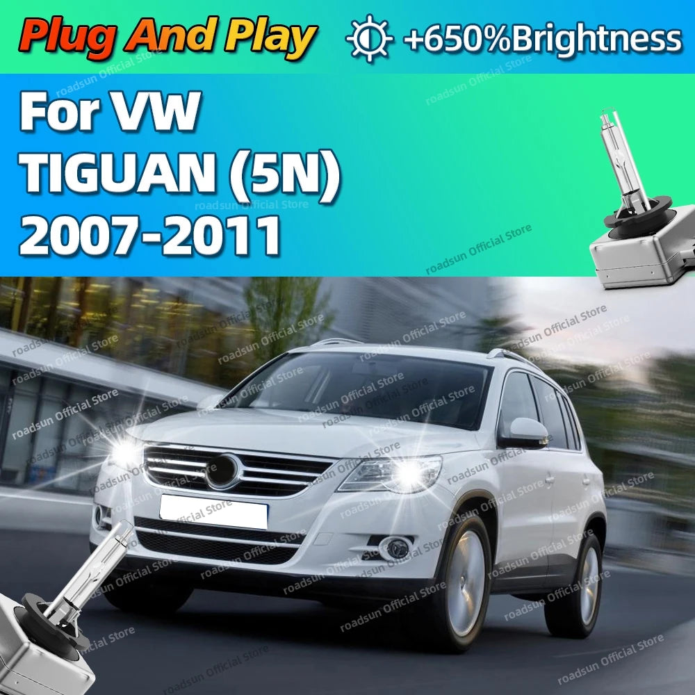 Xenon 35W 6000K White Car HID Headlight Replace Light Bulbs For VW TIGUAN 5N 2007 2008 200