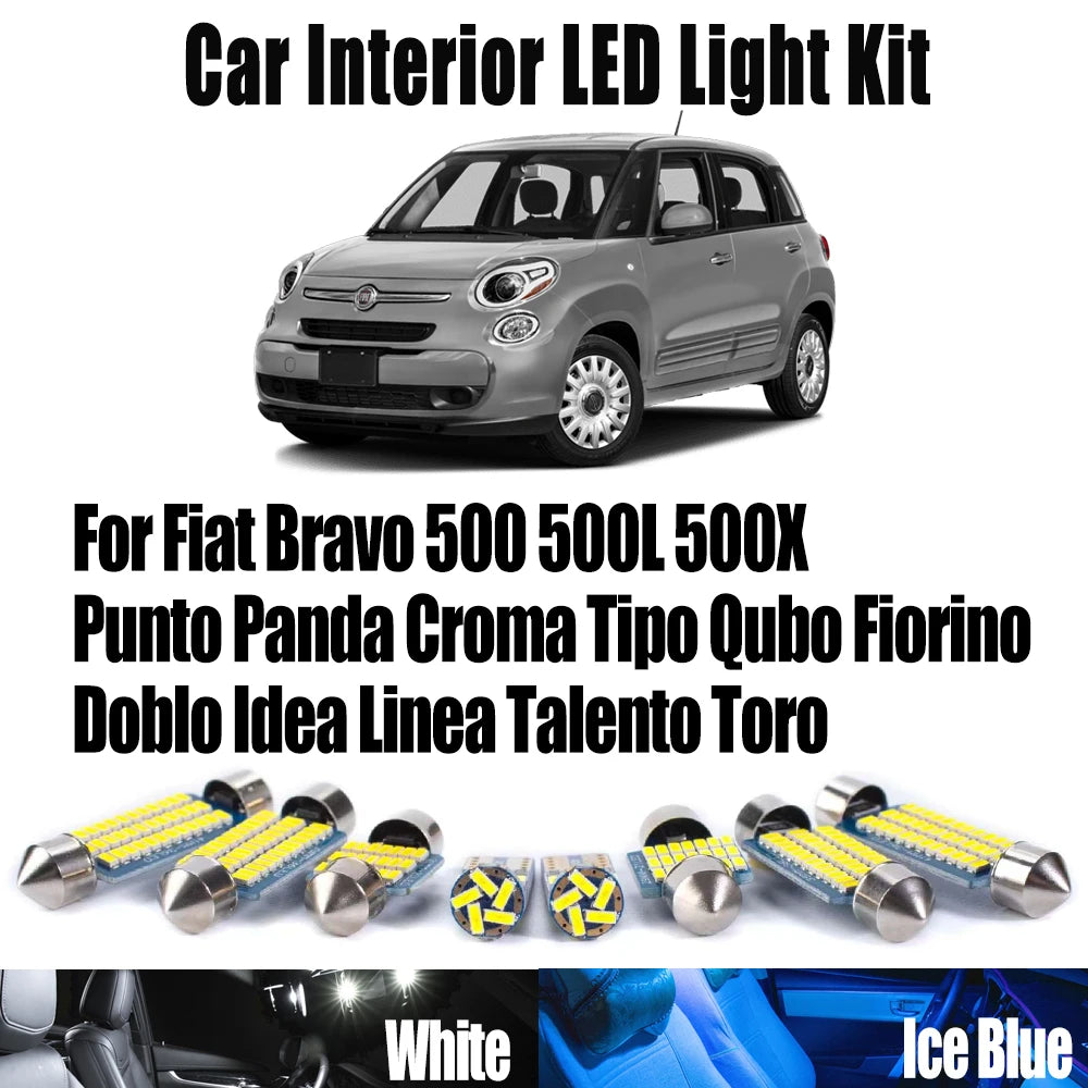 LED Interior Light Kit for Fiat Bravo 500 500L 500X Punto Panda Croma Tipo Qubo Fiorino Doblo Idea Linea Talento Toro...