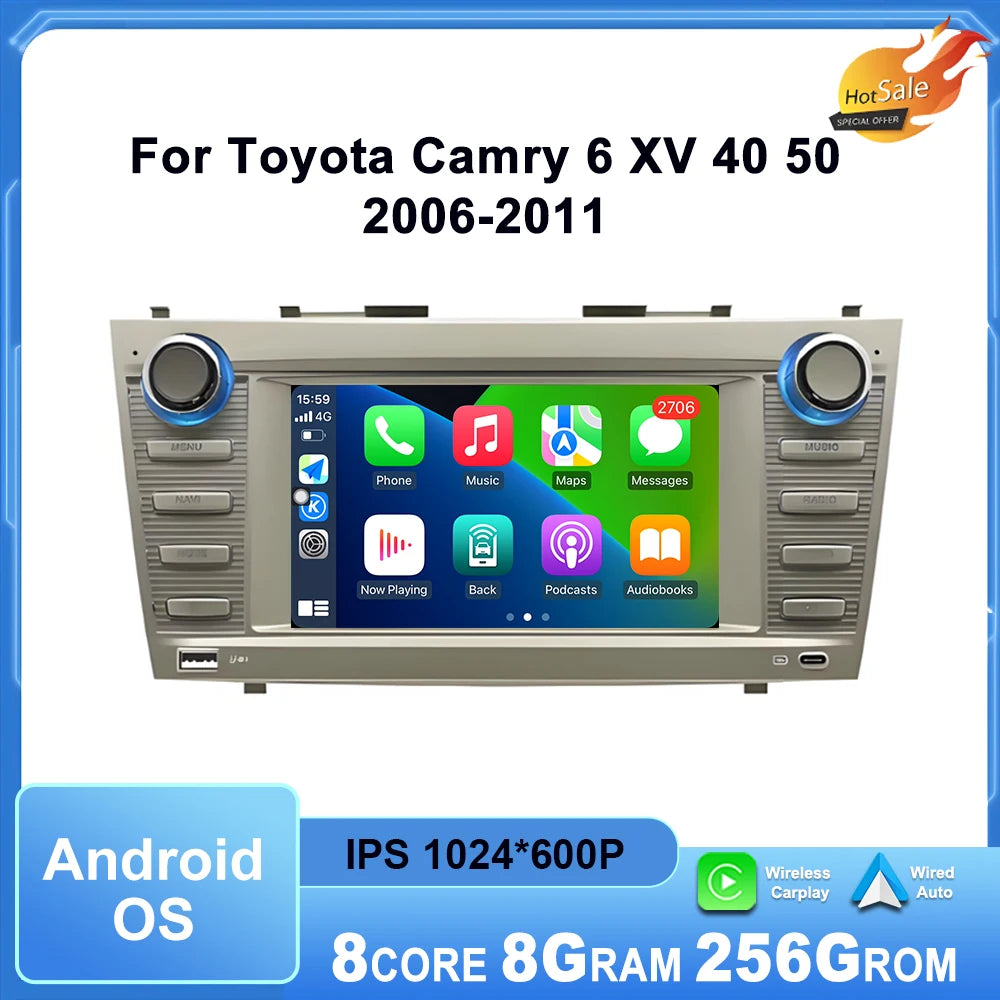 7 '' Android OS Car Radio for Toyota Camry 6 XV 40 50 2006-2011 Multimedia Touch display W