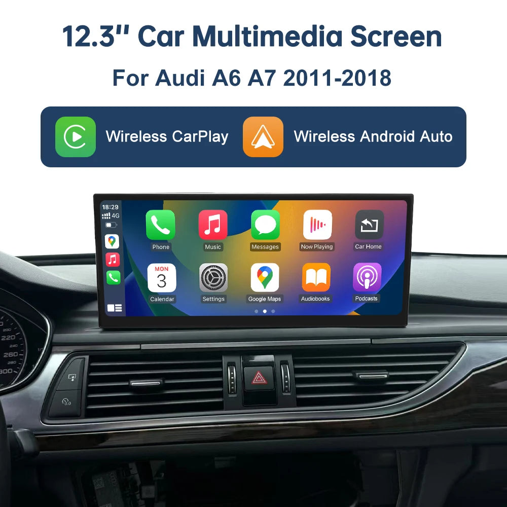 12.3'' Touch Multimedia Screen for Audi A6 A7 3G MMI HN+ RMC MHI2 2011-2018 with Airplay W | AUTOKITSHOP
