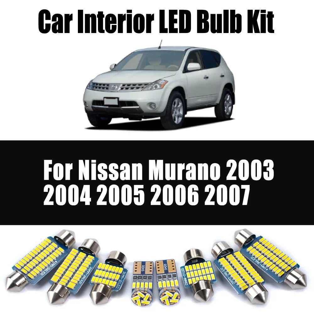 13-Piece LED Interior Light Kit for Nissan Murano 2003-2006 - Canbus Dome Map Door Trunk Bulbs | AUTOKITSHOP
