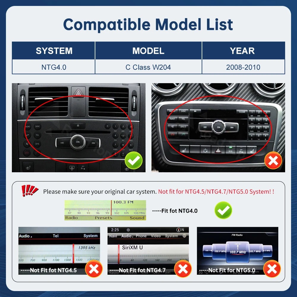 CN 12.3''Multimedia Display For Benz C Class W204 2008-2010 NTG4.0 Touch Screen Wireless C | AUTOKITSHOP