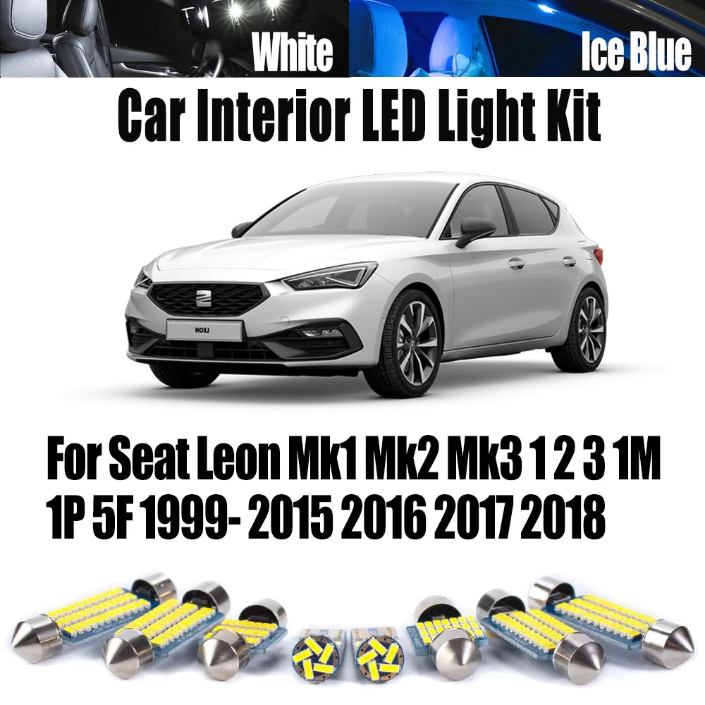 LED Interior Light Kit for Seat Leon Mk1 Mk2 Mk3 1 2 3 1M 1P 5F 1999- 2016 - Canbus Dome Map Door Trunk Bulbs | AUTOK...