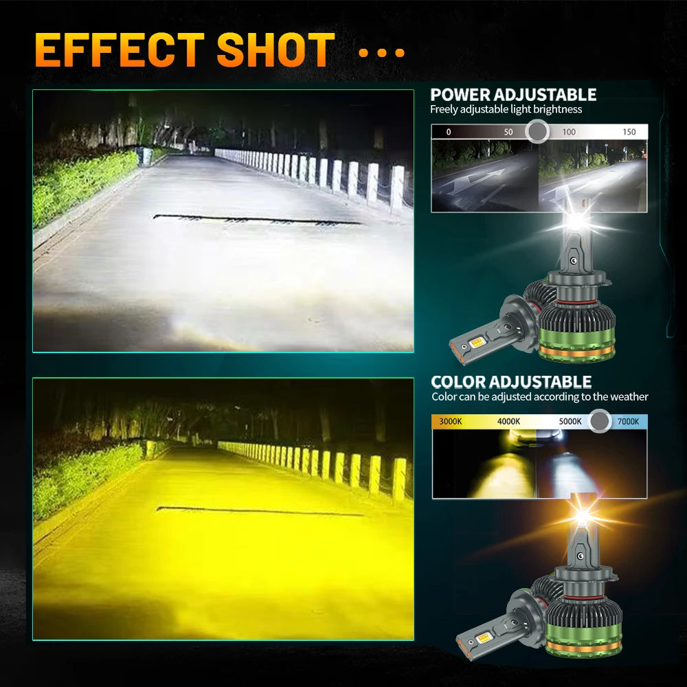 APP Control H7 Car Headlight Bulbs H4 LED Turbo Headlight H1 H11 9005 HB3 9006 9012 LED Ca