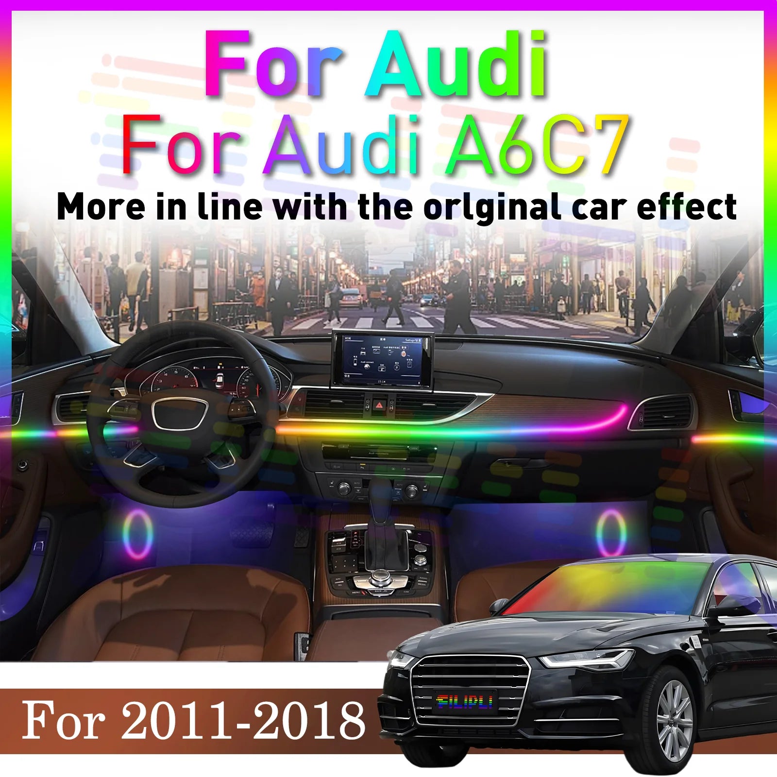 RGB - Ambient Light - for Audi C7 A6 2011-2018 - App Control - Car Interior Lighting | AUTOKITSHOP