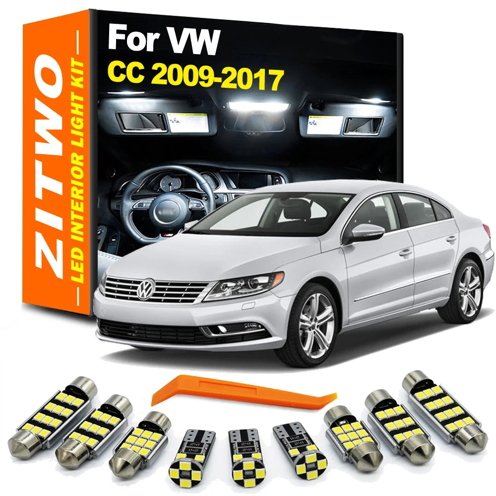 14Pcs Car Bulb Accessories For VW Volkswagen CC 2009 2010 2011 2012 2013 2014 2015 2016 2017 LED Interior Reading Dome Light Kit
