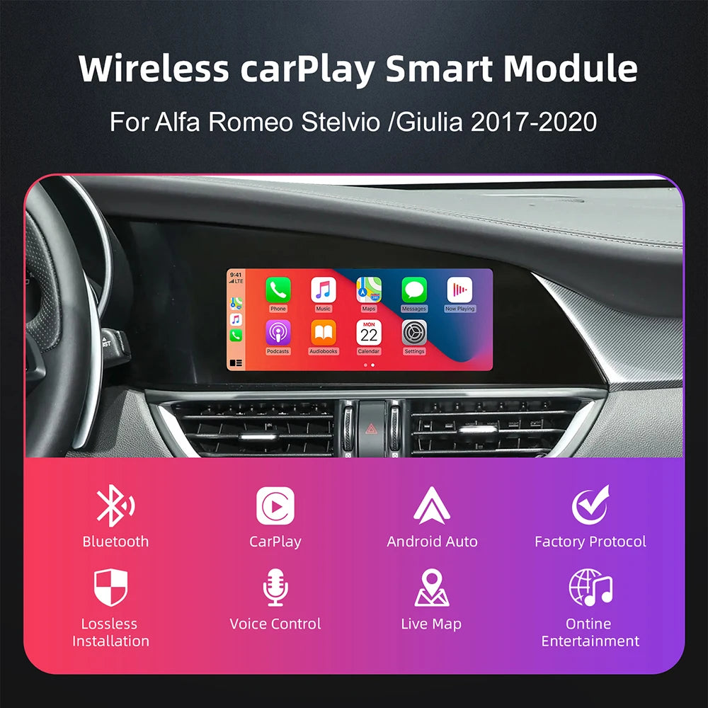 2025 Wireless Carplay For Alfa Romeo Stelvio Giulia 2017-2020 Models Smart Android Auto Ca | AUTOKITSHOP