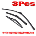 3Pcs Front Rear Wiper Blades Set for Fiat 500 500C 500L 2009 to 2023 Windshield Windscreen Tailg - Automotive LED Light