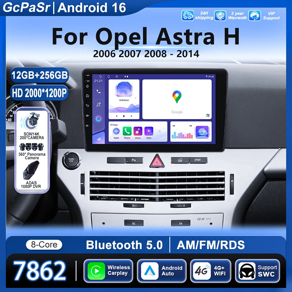 For Opel Astra H 2006 - 2014 Car Radio Video Player Head Unit Multimedia GPS Navigation An