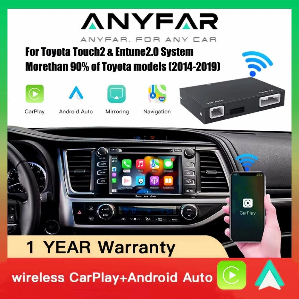 ANYFAR Wireless Carplay Android Auto For TOYOTA Touch2 Entune2.0 Highlander Tundra Sienna  | AUTOKITSHOP