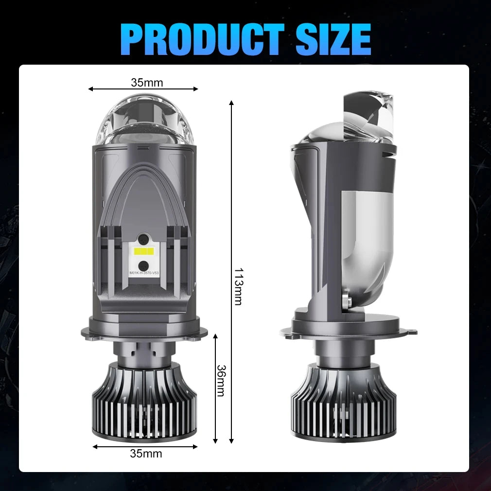 H4 LED Projector Mini Lens Car Bi LED Headlight Bulb Hi/Lo Beam CANBUS Turbo Auto Bulb H4