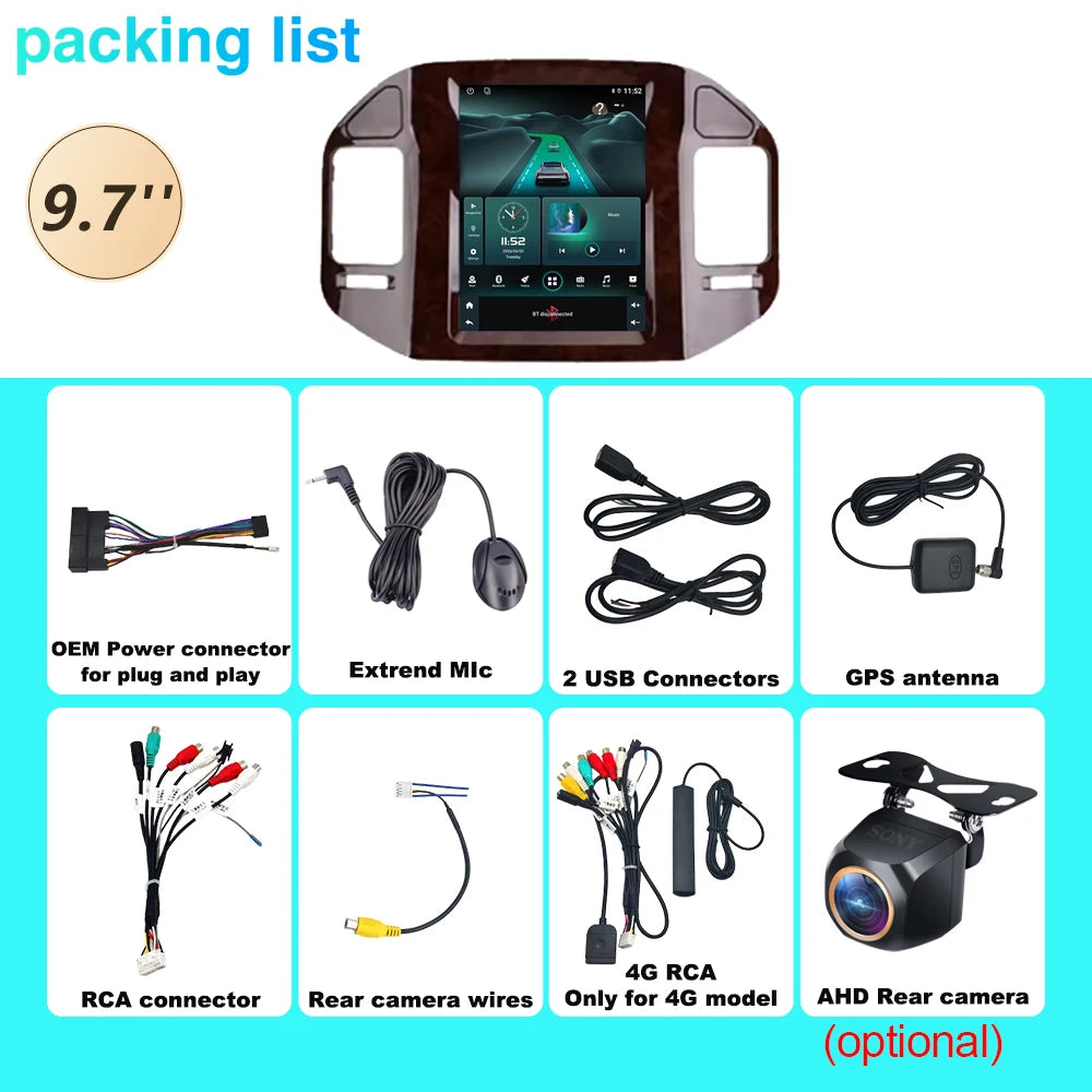 9.7 Screen For Mitsubishi Pajero 3 V60 V68 V73 1999 - 2011 Car Android Auto Radio Stereo C